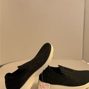 Taryn Rose Black and White Slip-On Sneakers